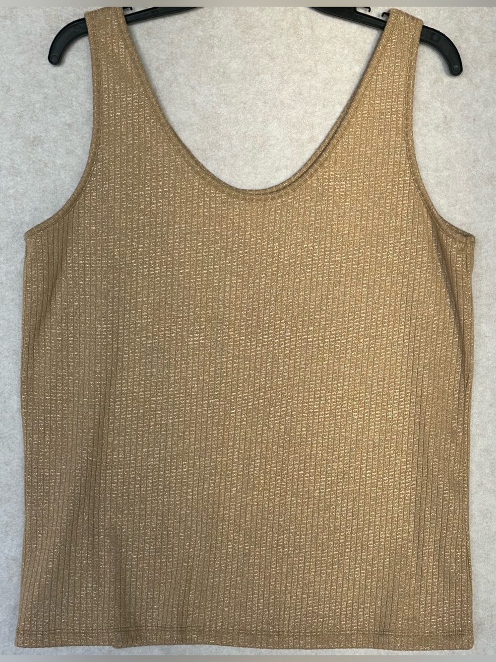 Anne Klein Women’s Shirt Size L Gold Metallic Ribbed Tank Sweater